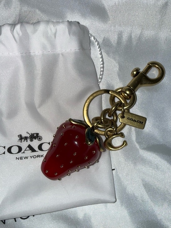 Coach Handbags - Coach Red Strawberry Charm Key & Card Holder Charm with Gold Hardware